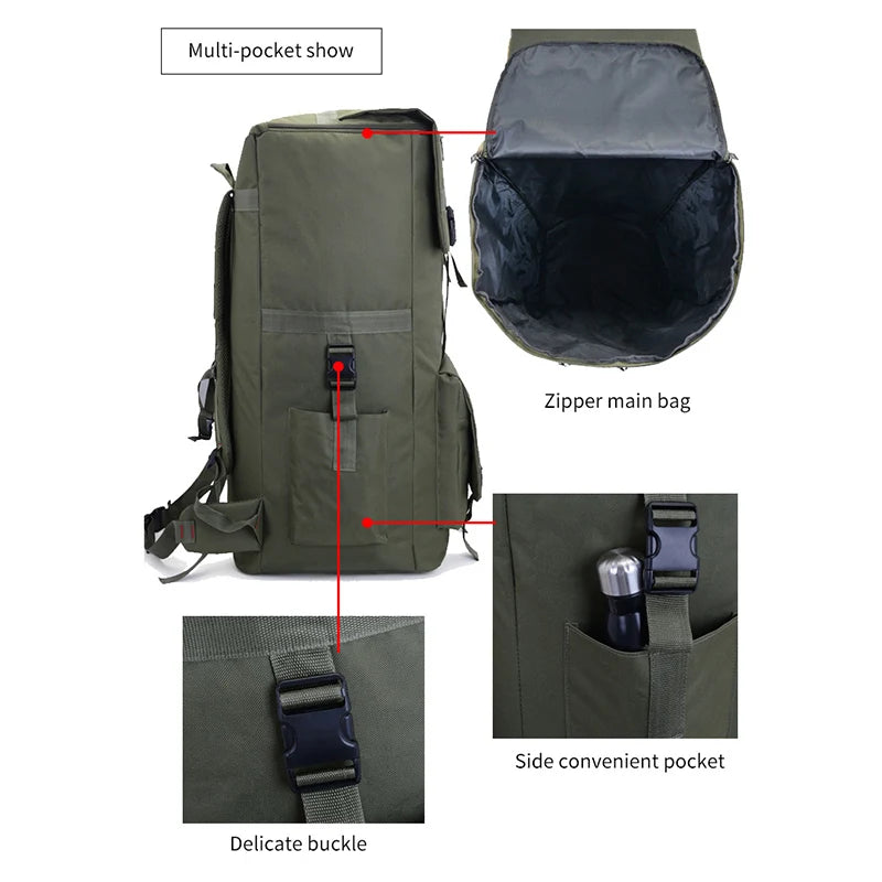 110L 130L Men Hiking Bag Camping Backpack Large Men Outdoor Climbing Trekking Travel Rucksack Tactical Bags Luggage Bag XA860WA