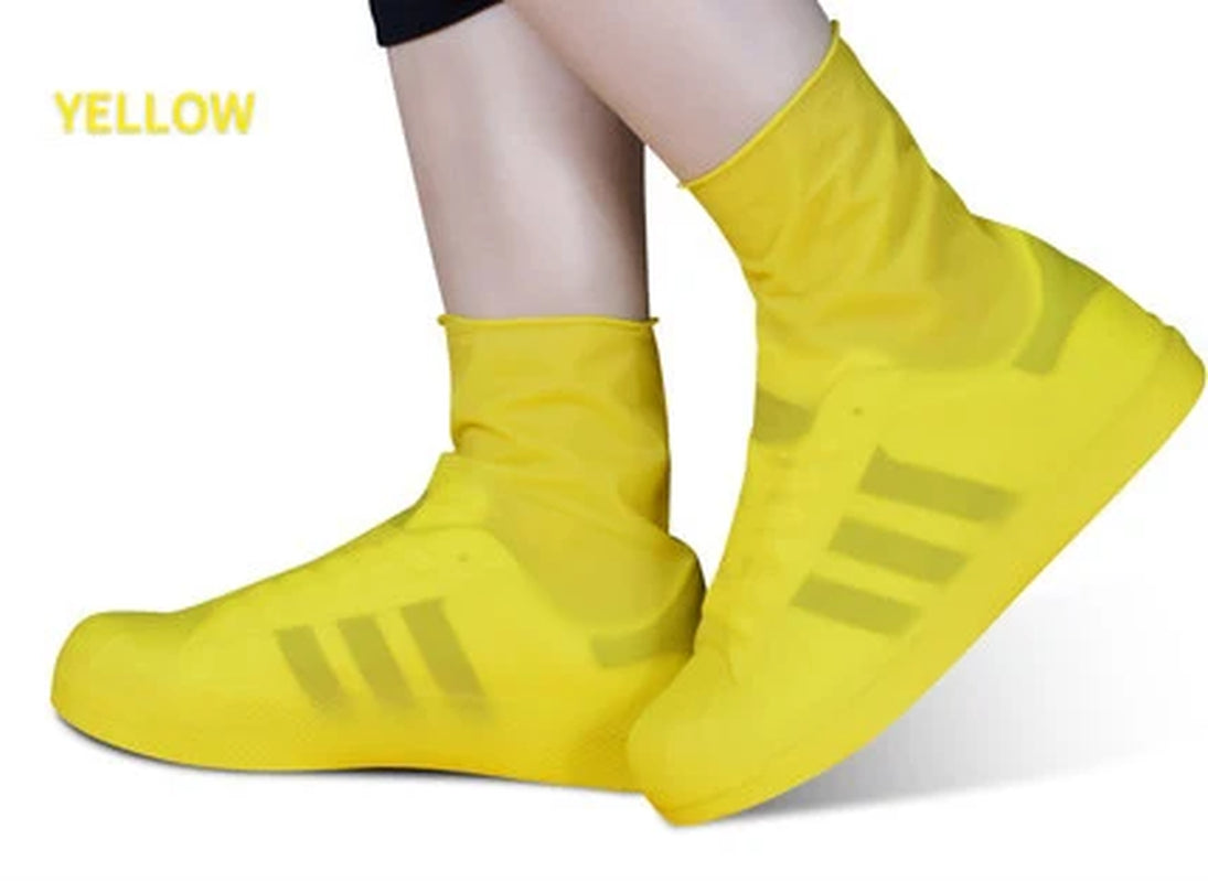 1 Pair Rubber Reusable Latex Waterproof Rain Shoes Covers Slip-Resistant Rain Boot Motorcycle Bike Overshoes Shoes Accessories