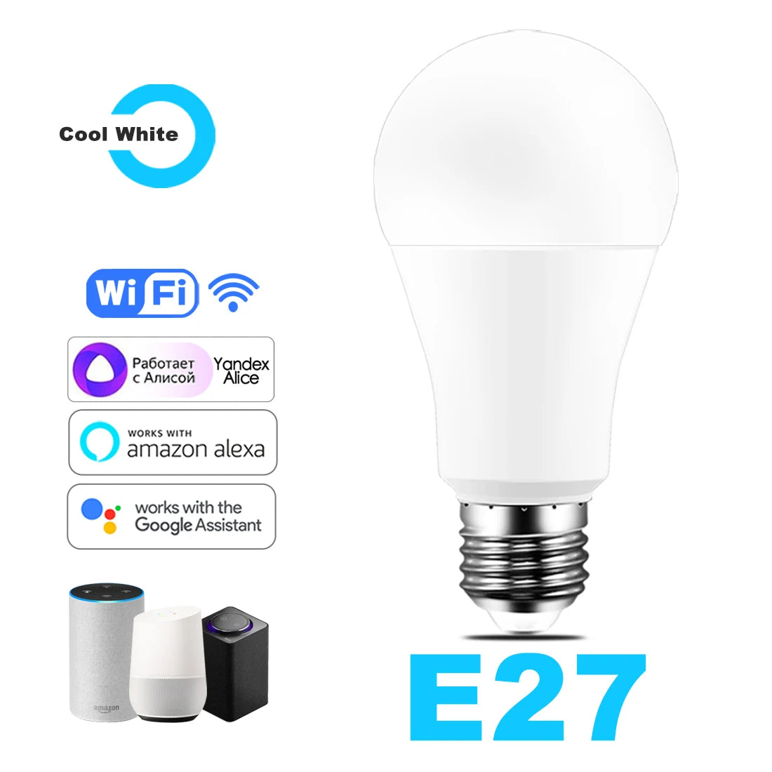 15W Wifi Smart Light Bulb B22 E27 LED RGB Lamp Work with Alexa/Google Home 85-265V Rgb+White Dimmable Timer Function Color Bulb