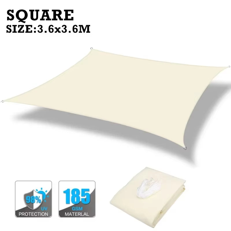 160GSM Waterproof Awning Sunshade Sun Shade Sail for Outdoor Garden Beach Camping Patio Pool Sun Canopy Tent Sun Shelter