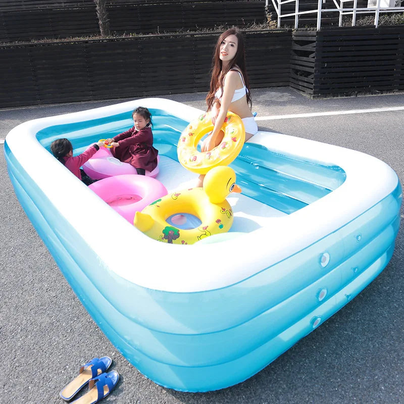 Baby Swimming Tube Huge Size Inflatable Swimming Pool for Summer Water Fun Games Toys Blue and White Swim Pools
