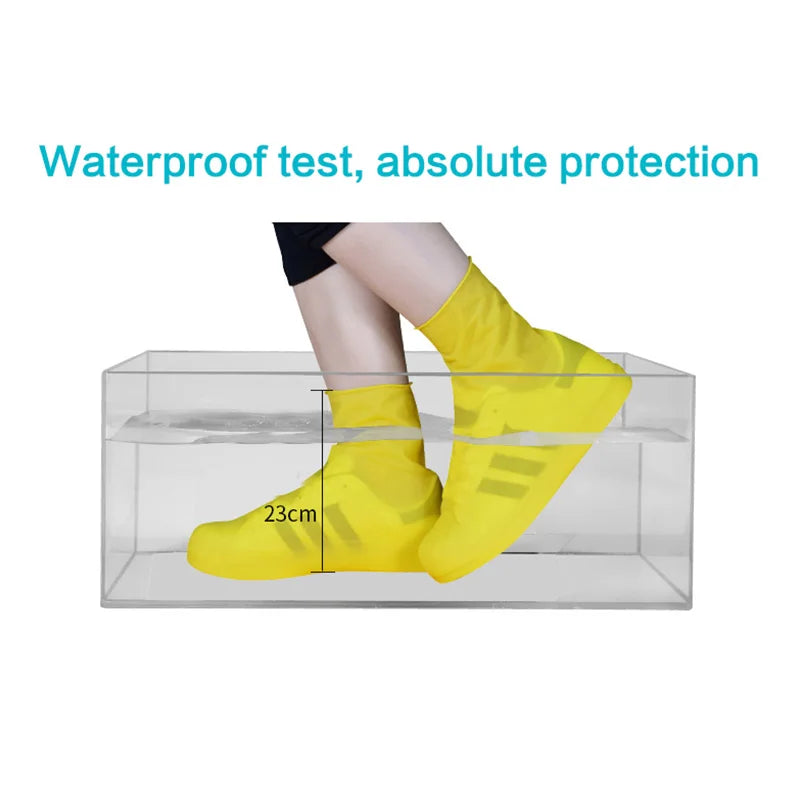 1 Pair Rubber Reusable Latex Waterproof Rain Shoes Covers Slip-Resistant Rain Boot Motorcycle Bike Overshoes Shoes Accessories