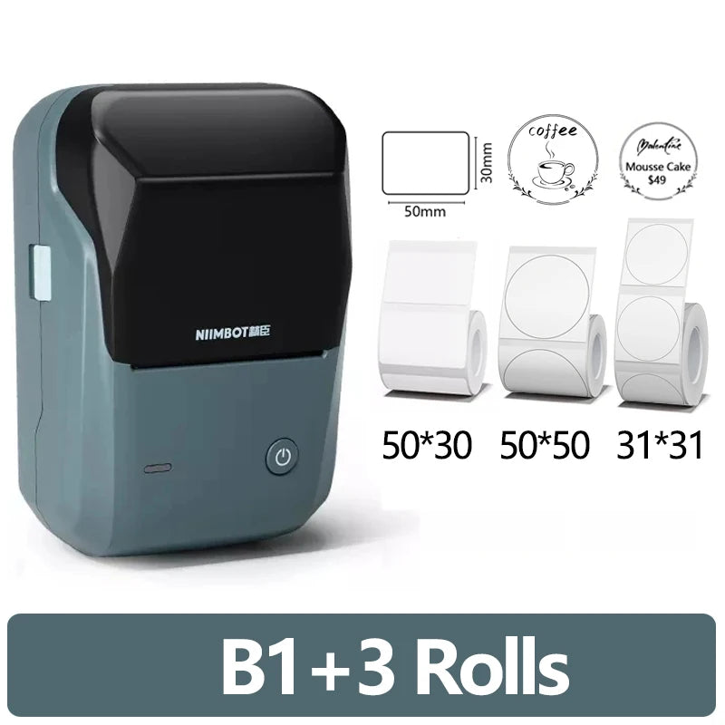 Mini Label Thermal Printer  B1 Portable Self-Adhesive Printer for Stickers round Labels Rolls UV Tag Bluetooth Printer