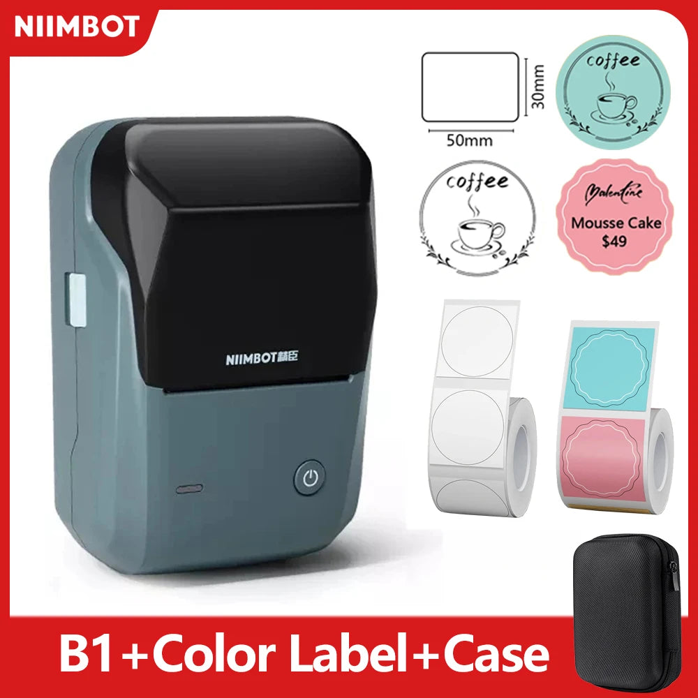 Mini Label Thermal Printer  B1 Portable Self-Adhesive Printer for Stickers round Labels Rolls UV Tag Bluetooth Printer