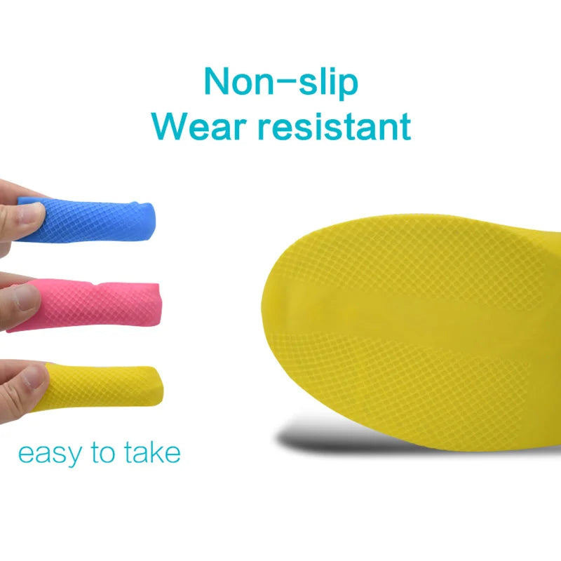 1 Pair Rubber Reusable Latex Waterproof Rain Shoes Covers Slip-Resistant Rain Boot Motorcycle Bike Overshoes Shoes Accessories