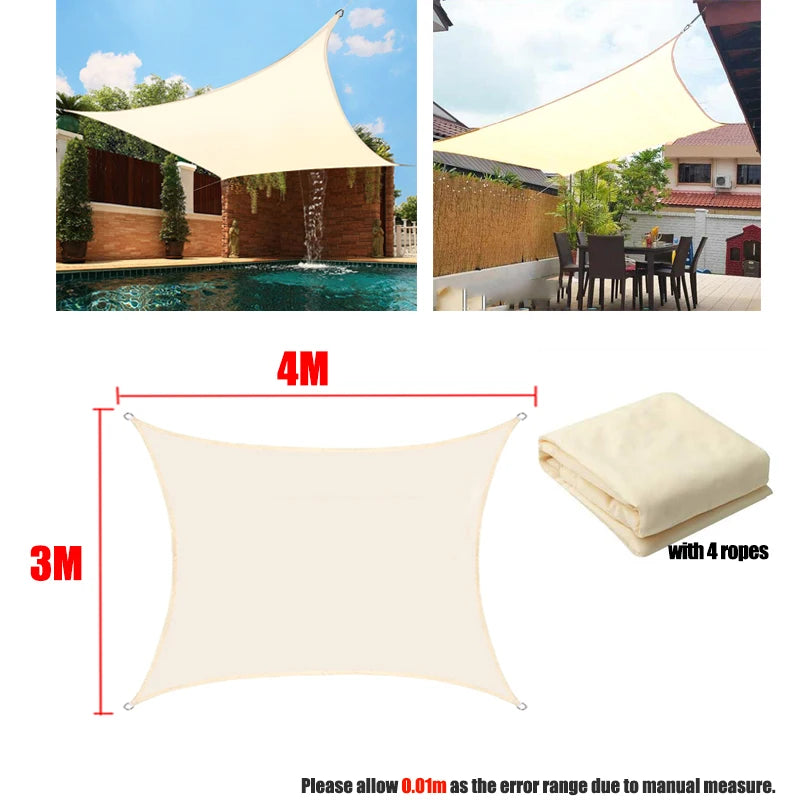 Outdoor Shade Sail Awnings Waterproof Sun Shelter Square Rectangle Sun Shade Protection Canopy Garden Patio Pool Camping Shade