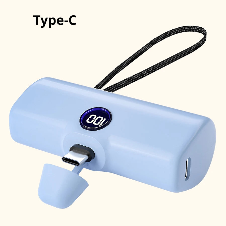 Fast Charging Power Bank Portable Charger External Battery for Iphone Samsung Huawei Xiaomi HONOR 5000Mah Type C or Lightning