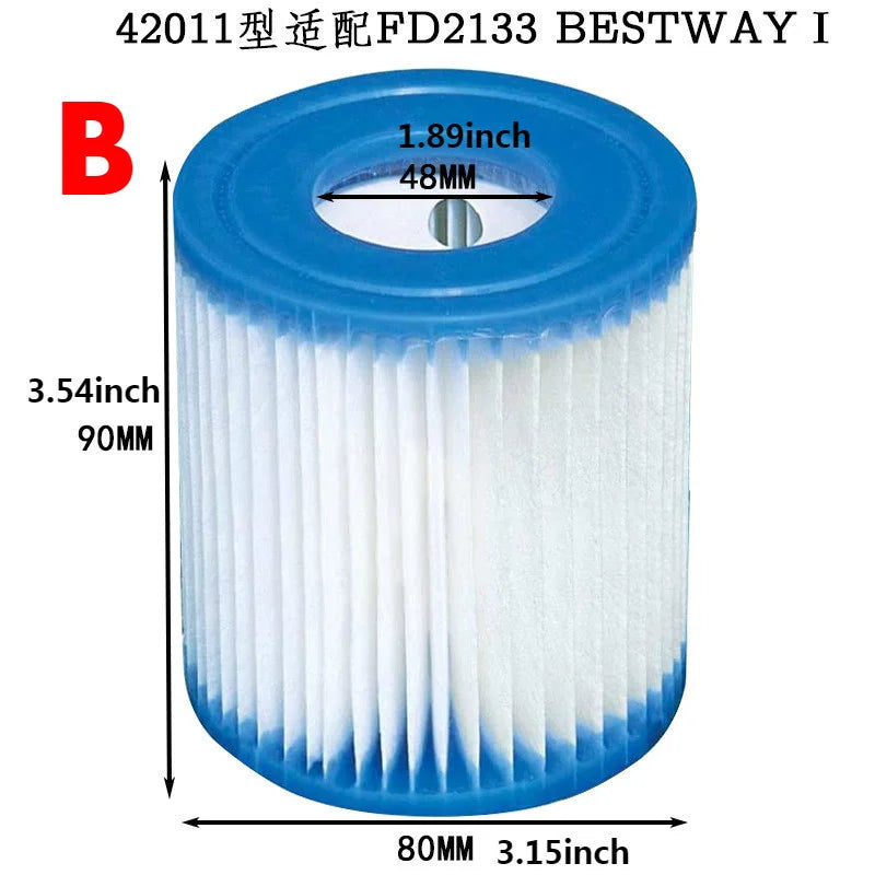 1/2/5Pcs Swimming Pool Equipment Type C Filtro Arena Piscina Filter Cartridge Replacement Intex Pool Filter Cartridge Daily Care