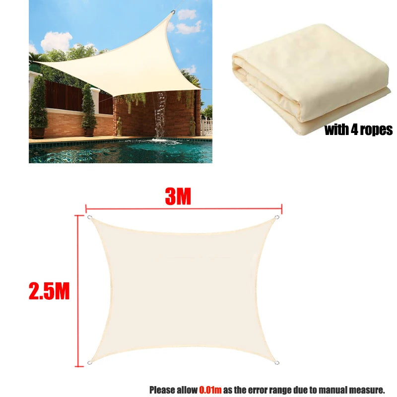 Outdoor Shade Sail Awnings Waterproof Sun Shelter Square Rectangle Sun Shade Protection Canopy Garden Patio Pool Camping Shade