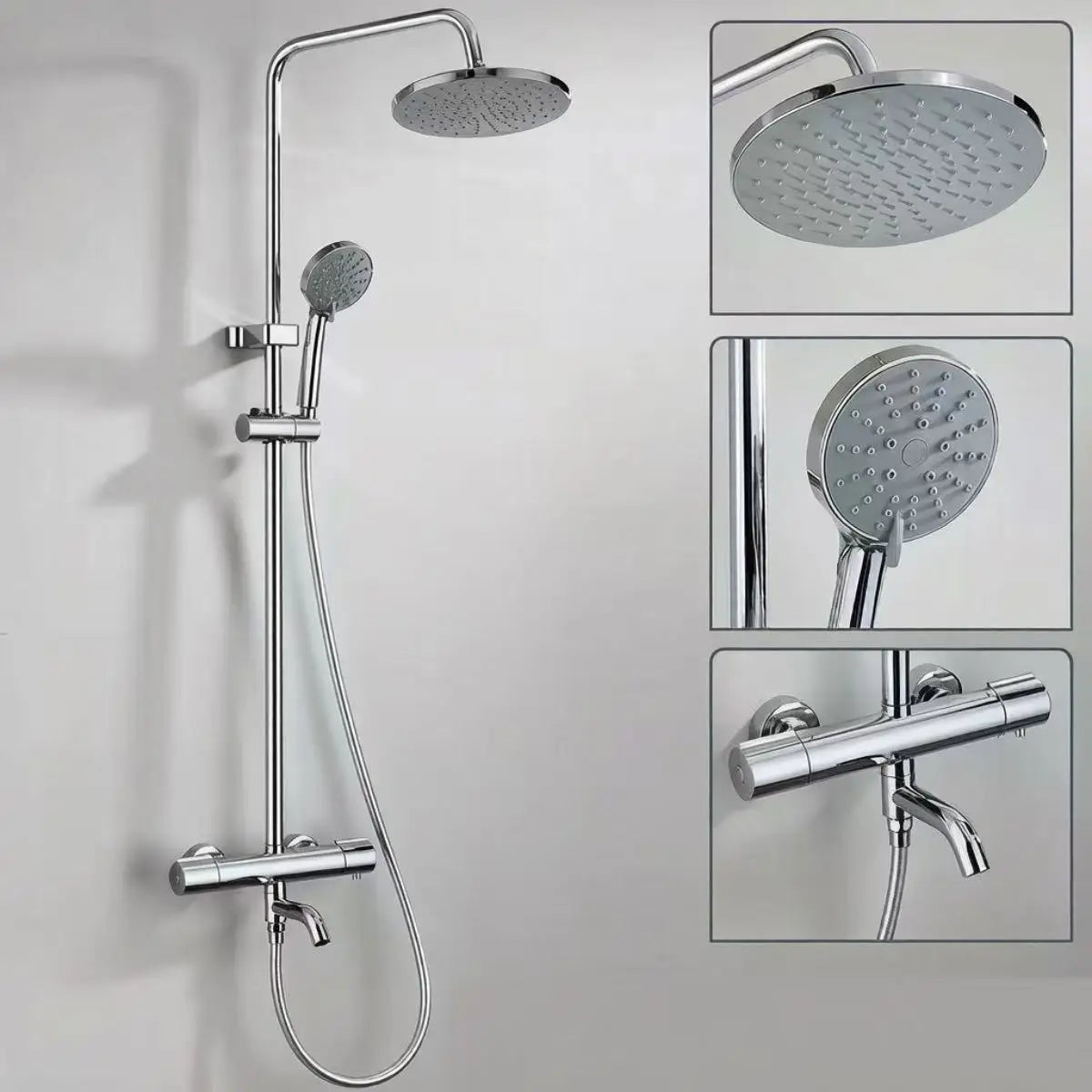 Thermostatic Shower Faucet Chrome Bathroom Shower Mixer Set Waterfall Rain Shower System Bathtub Faucet Taps