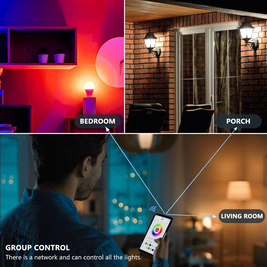 15W Wifi Smart Light Bulb B22 E27 LED RGB Lamp Work with Alexa/Google Home 85-265V Rgb+White Dimmable Timer Function Color Bulb