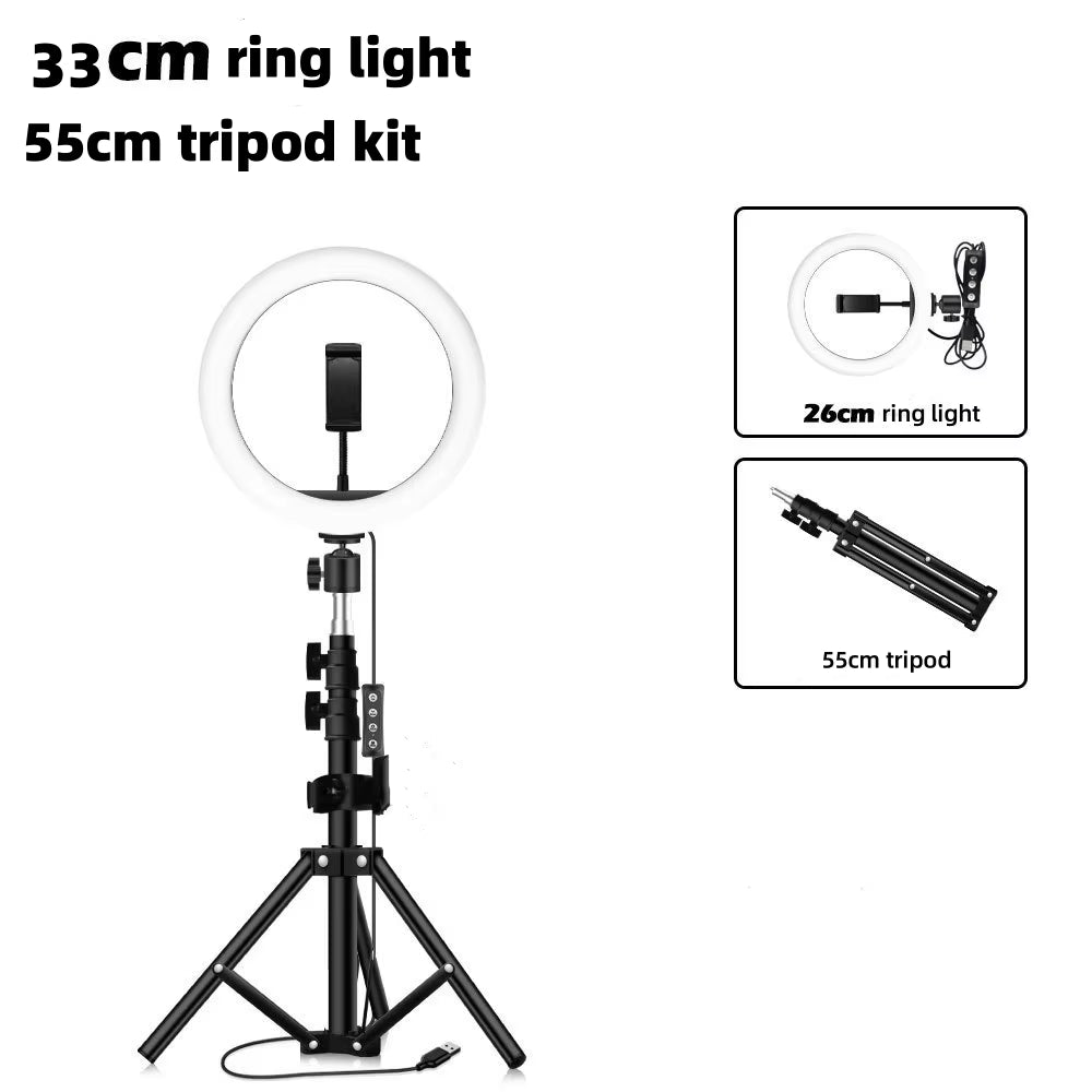Ring Light 10In 13 in with Tripod Stand & Phone Holder Selfie Ring Light 26Cm Fill Light 33Cm Studio Lighting Kit for Tiktok