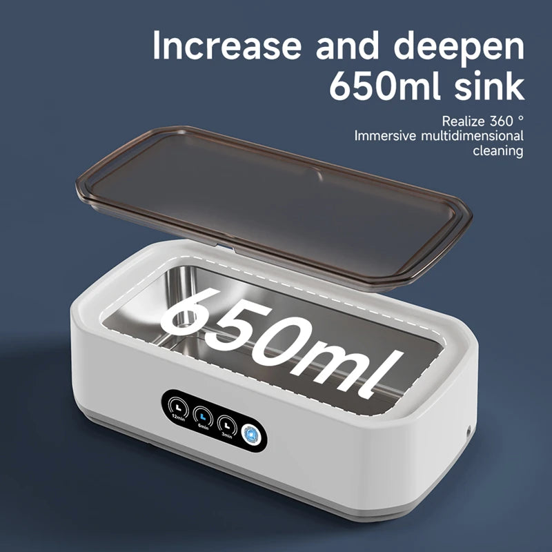 650Ml Adjustable Large Capacity Ultrasonic Cleaner Fast Powerful Jewelry Brace Glasses Jewelry Cleaning Machine Household 2026