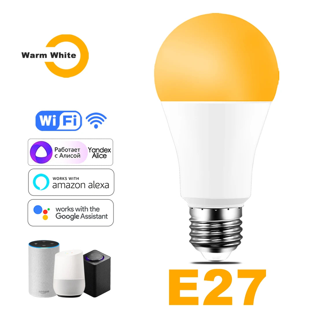 15W Wifi Smart Light Bulb B22 E27 LED RGB Lamp Work with Alexa/Google Home 85-265V Rgb+White Dimmable Timer Function Color Bulb