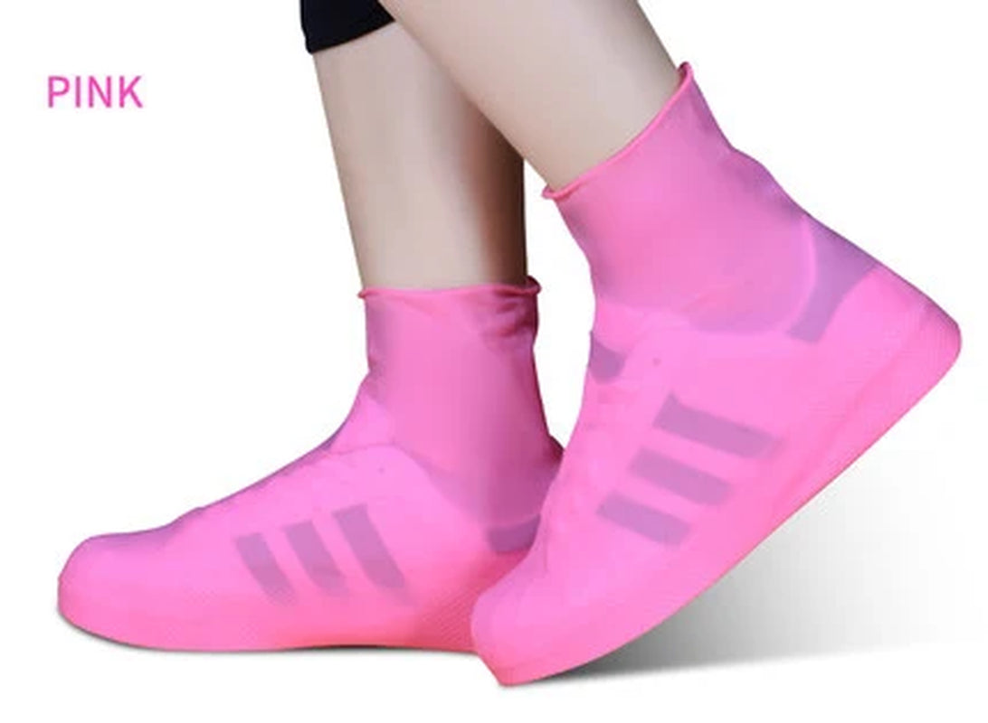 1 Pair Rubber Reusable Latex Waterproof Rain Shoes Covers Slip-Resistant Rain Boot Motorcycle Bike Overshoes Shoes Accessories