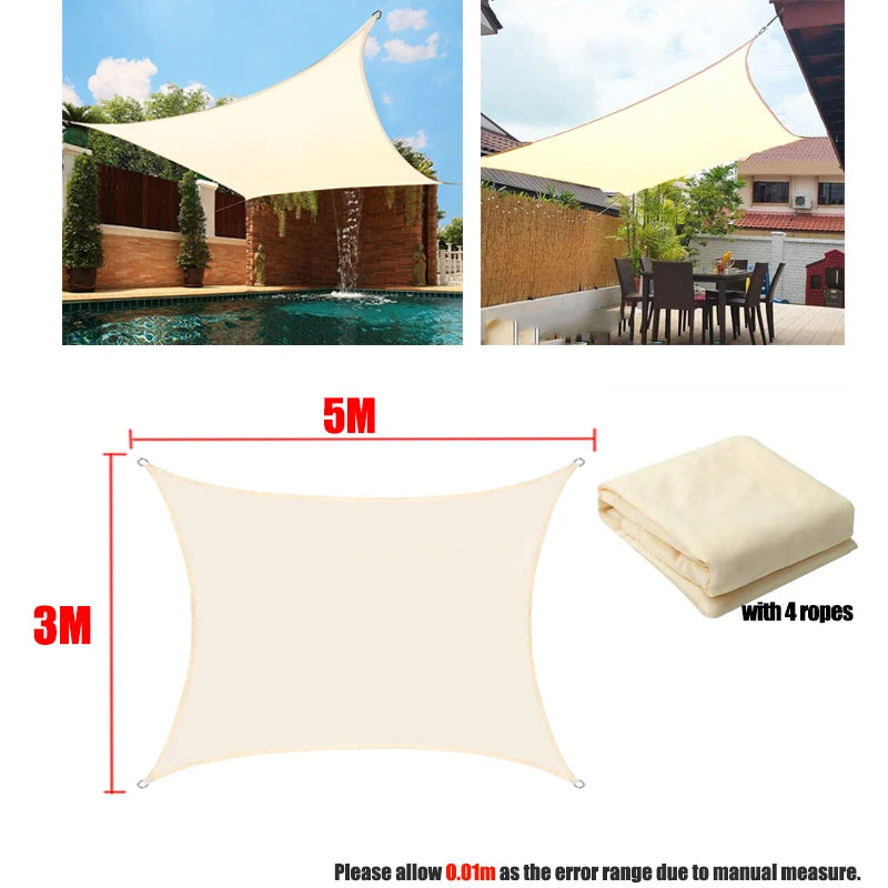 Outdoor Shade Sail Awnings Waterproof Sun Shelter Square Rectangle Sun Shade Protection Canopy Garden Patio Pool Camping Shade