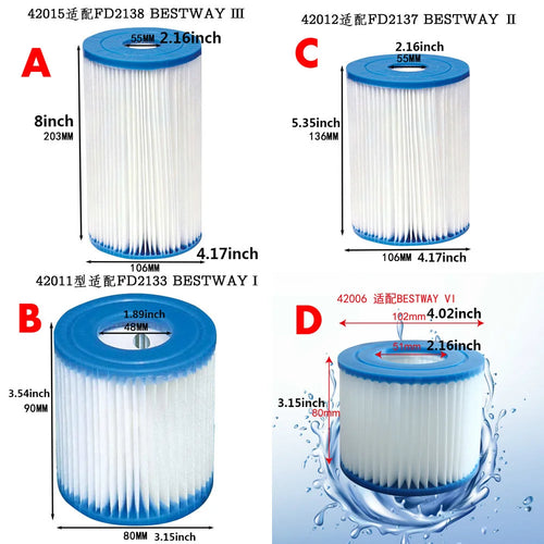 1/2/5Pcs Swimming Pool Equipment Type C Filtro Arena Piscina Filter Cartridge Replacement Intex Pool Filter Cartridge Daily Care