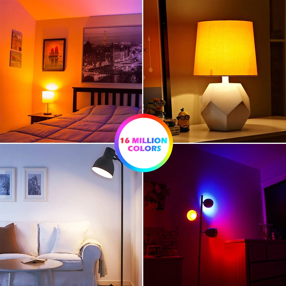 15W Wifi Smart Light Bulb B22 E27 LED RGB Lamp Work with Alexa/Google Home 85-265V Rgb+White Dimmable Timer Function Color Bulb