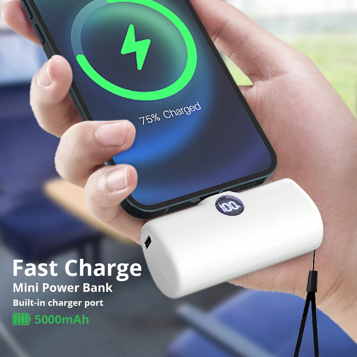 Fast Charging Power Bank Portable Charger External Battery for Iphone Samsung Huawei Xiaomi HONOR 5000Mah Type C or Lightning