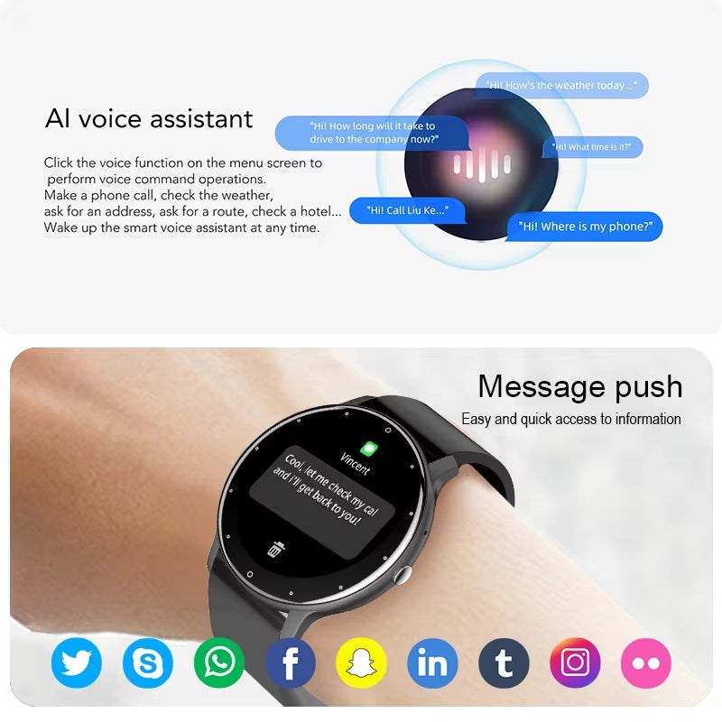 Smart Watch Women Men Full Touch Screen Bluetooth Call Smartwatch Waterproof Sports Fitness Tracker Watches for Android Ios