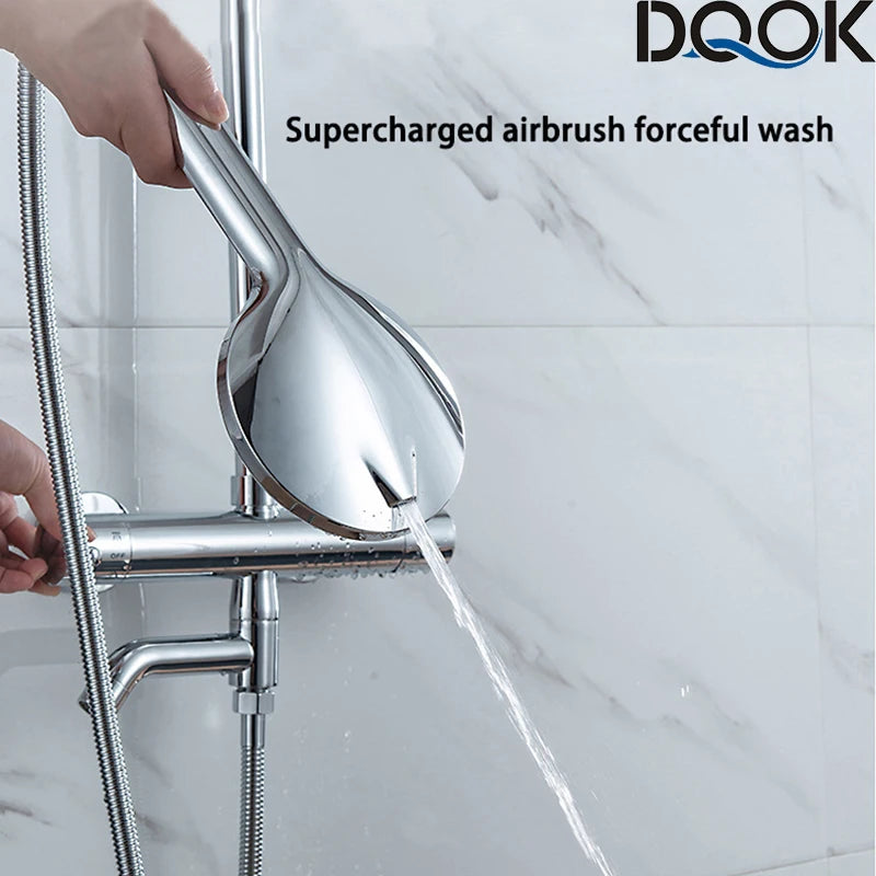 Thermostatic Shower Faucet Chrome Bathroom Shower Mixer Set Waterfall Rain Shower System Bathtub Faucet Taps