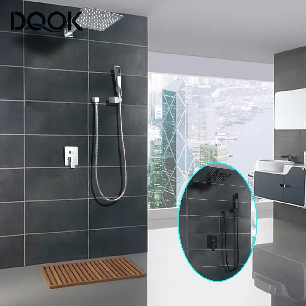 Thermostatic Shower Faucet Chrome Bathroom Shower Mixer Set Waterfall Rain Shower System Bathtub Faucet Taps
