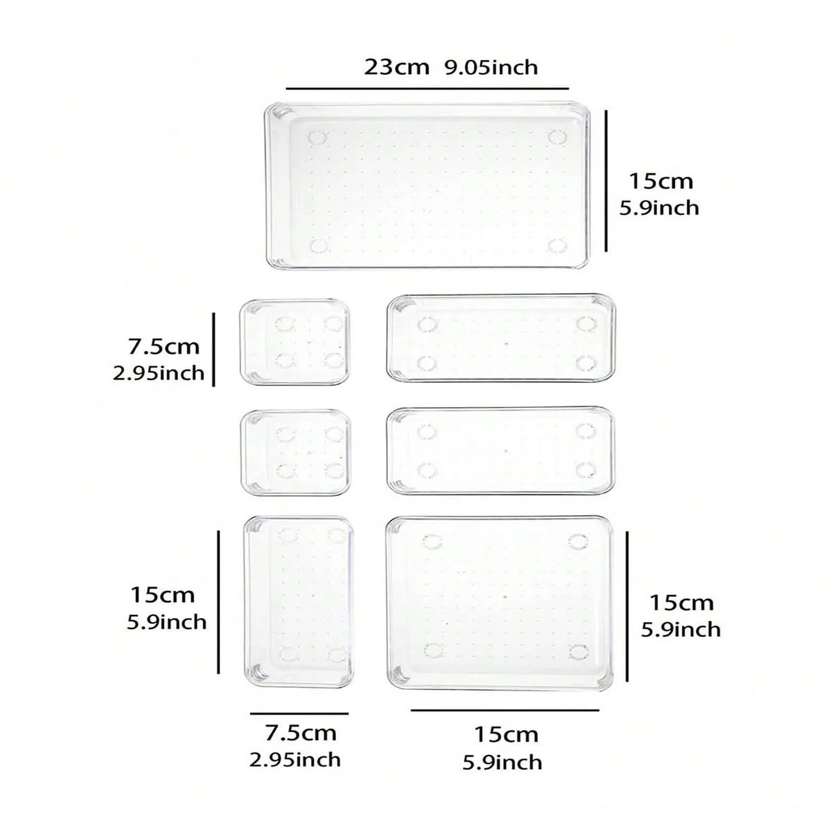 7Pc Desk Drawer Organizers Set Plastic Bathroom Storage Makeup Organizer Clear Transparent Storage Box Drawer Organizer