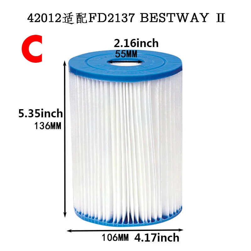 1/2/5Pcs Swimming Pool Equipment Type C Filtro Arena Piscina Filter Cartridge Replacement Intex Pool Filter Cartridge Daily Care