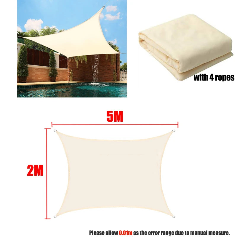 Outdoor Shade Sail Awnings Waterproof Sun Shelter Square Rectangle Sun Shade Protection Canopy Garden Patio Pool Camping Shade
