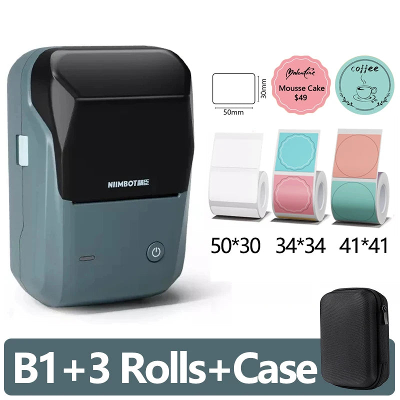 Mini Label Thermal Printer  B1 Portable Self-Adhesive Printer for Stickers round Labels Rolls UV Tag Bluetooth Printer