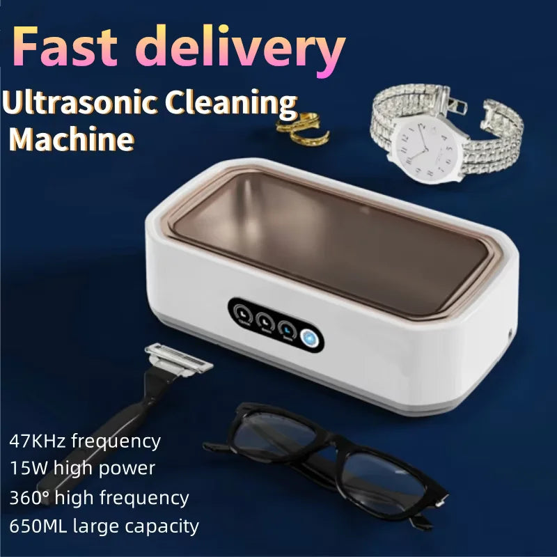 650Ml Adjustable Large Capacity Ultrasonic Cleaner Fast Powerful Jewelry Brace Glasses Jewelry Cleaning Machine Household 2026
