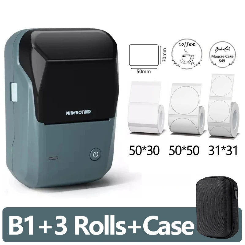 Mini Label Thermal Printer  B1 Portable Self-Adhesive Printer for Stickers round Labels Rolls UV Tag Bluetooth Printer