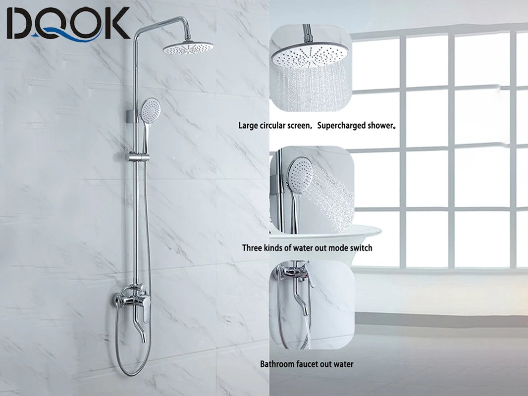 Thermostatic Shower Faucet Chrome Bathroom Shower Mixer Set Waterfall Rain Shower System Bathtub Faucet Taps