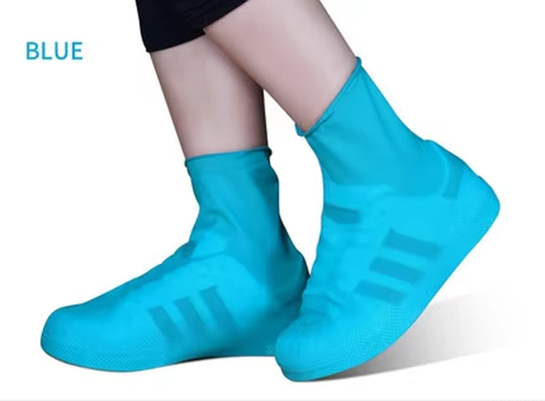 1 Pair Rubber Reusable Latex Waterproof Rain Shoes Covers Slip-Resistant Rain Boot Motorcycle Bike Overshoes Shoes Accessories