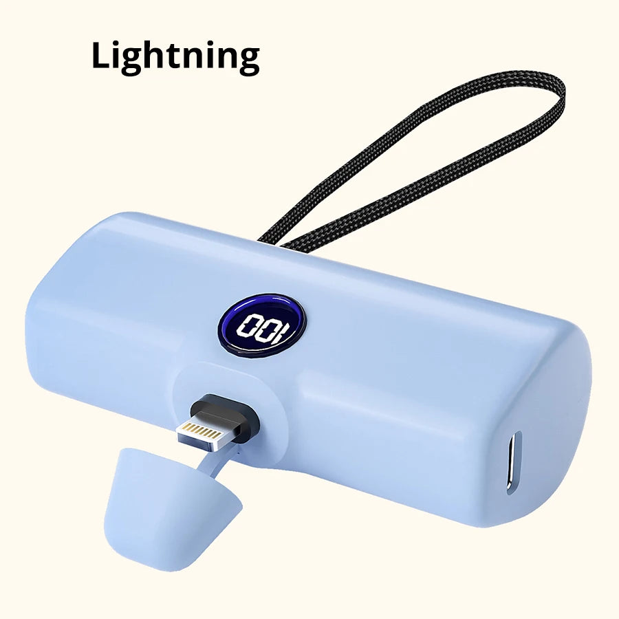 Fast Charging Power Bank Portable Charger External Battery for Iphone Samsung Huawei Xiaomi HONOR 5000Mah Type C or Lightning