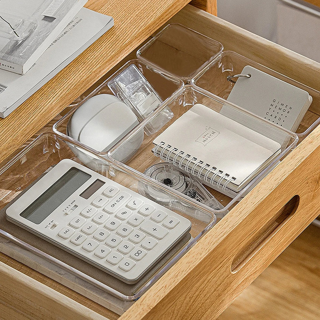 7Pc Desk Drawer Organizers Set Plastic Bathroom Storage Makeup Organizer Clear Transparent Storage Box Drawer Organizer