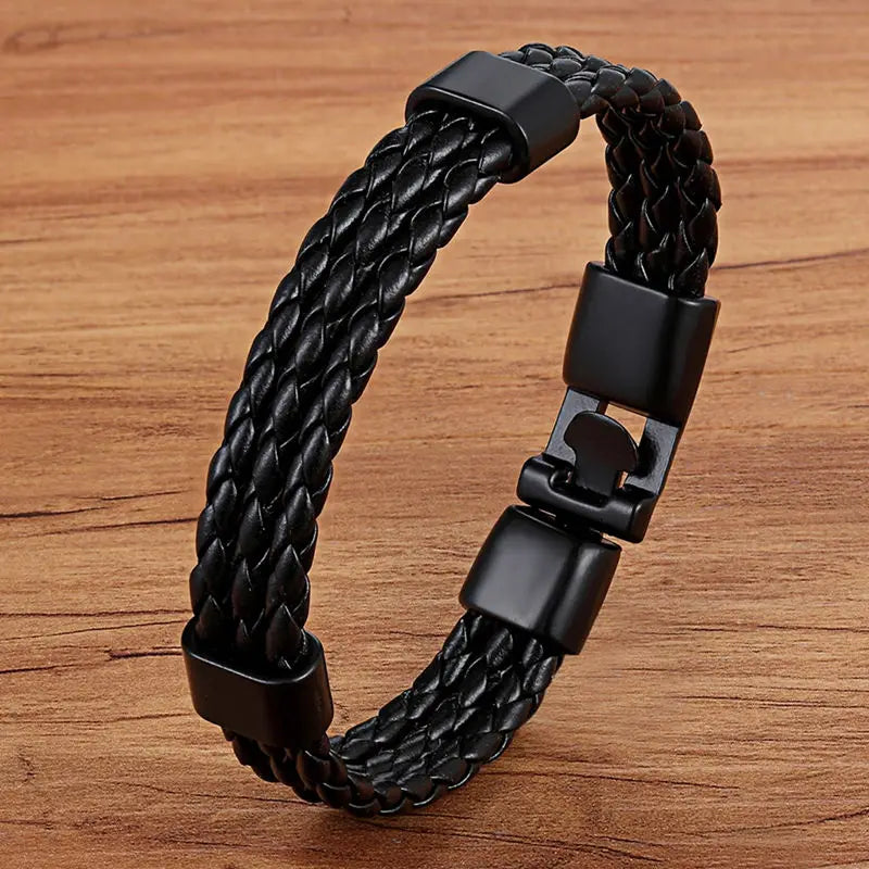 Stainless Steel Men Women Spain Germany France Italy Argentina National Flag PU Leather Bracelets Handmade Jewelry