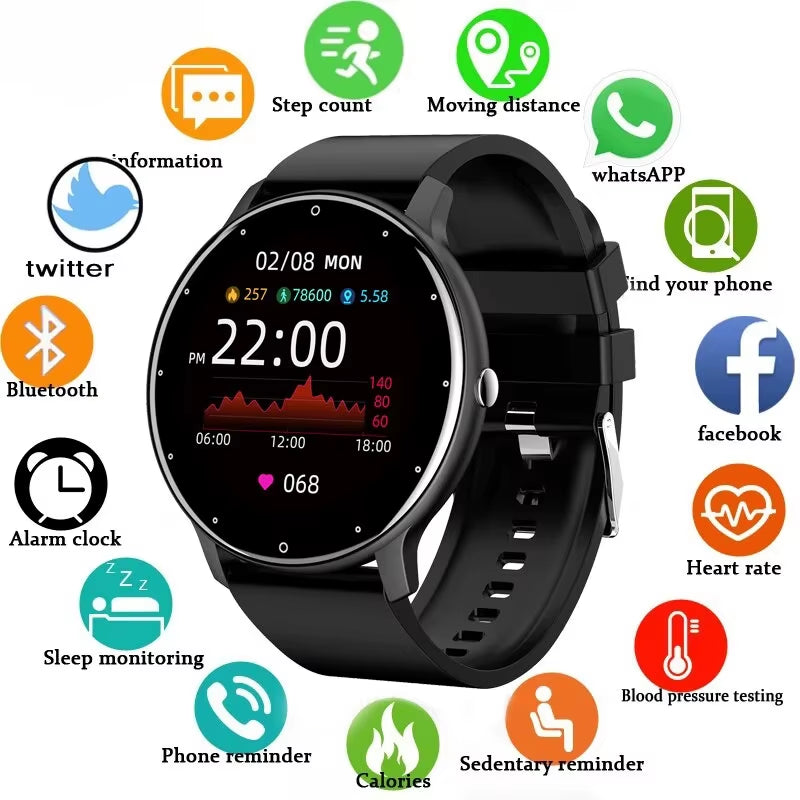 Smart Watch Women Men Full Touch Screen Bluetooth Call Smartwatch Waterproof Sports Fitness Tracker Watches for Android Ios