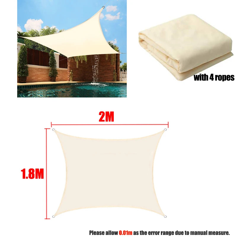 Outdoor Shade Sail Awnings Waterproof Sun Shelter Square Rectangle Sun Shade Protection Canopy Garden Patio Pool Camping Shade
