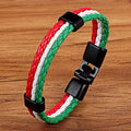 Stainless Steel Men Women Spain Germany France Italy Argentina National Flag PU Leather Bracelets Handmade Jewelry